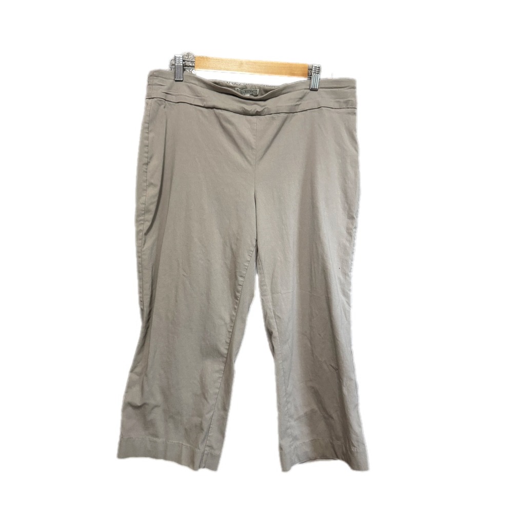 Dana Buchman Crop‎ Pants Womens L Tan Excellent Pull On Stretch Khaki Trousers